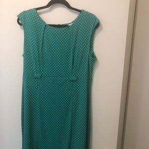 Sleeveless Green & White Swiss Polka Dot Dress